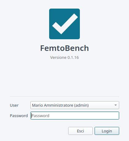Finestra di accesso a FemtoBench