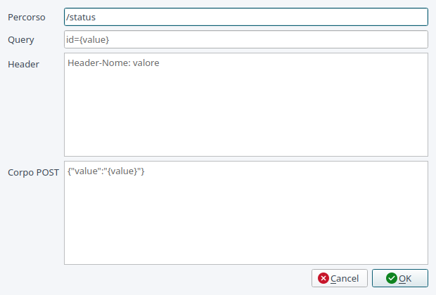 Configurazione di un target HTTP REST