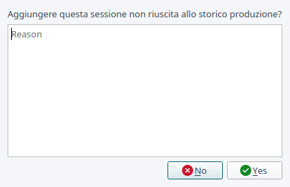 Richiesta di archiviazione di una sessione fallita